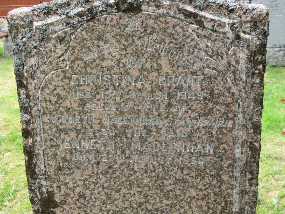 Photo of headstones/Kenneth McLennan died 1950 MI Garve Old